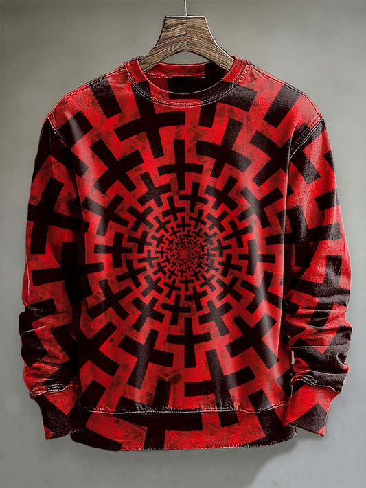 Psychedelic Spiral Print Casual Crewneck Sweatshirt