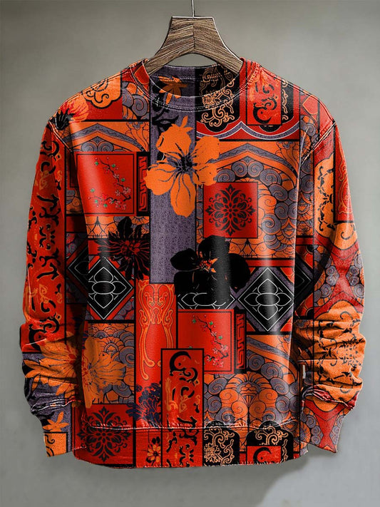 Abstract Vintage Collage Print Casual Crewneck Sweatshirt