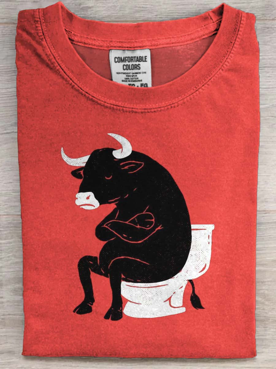 Toilet Bull Printed Casual Short-Sleeve T-Shirt