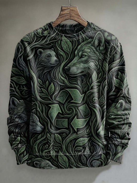 Abstract Natural Print Casual Crewneck Sweatshirt