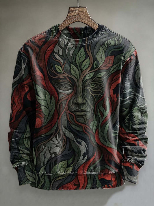 Forest Mystic Spirit Print Casual Crewneck Sweatshirt