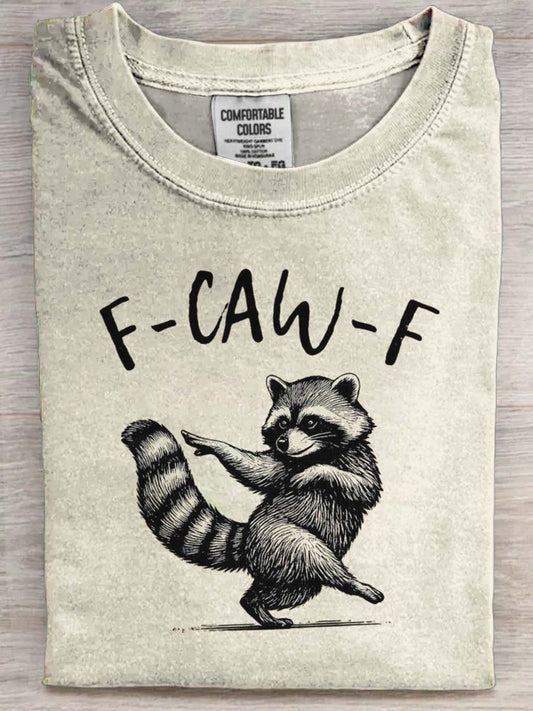 Dancing Raccoon Print Casual Short-Sleeve T-Shirt
