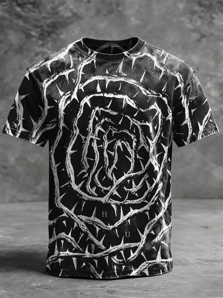 Thorn Rose Print Casual Short-Sleeve T-Shirt