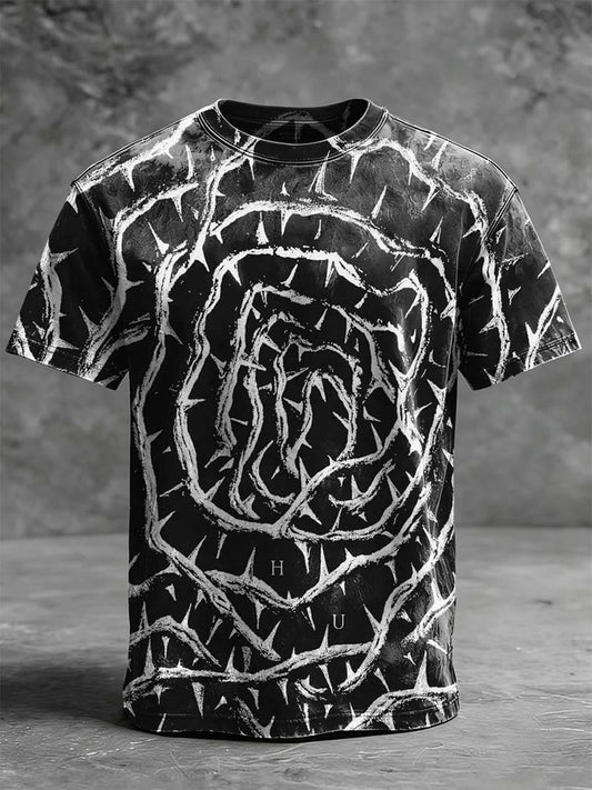 Thorn Rose Print Casual Short-Sleeve T-Shirt