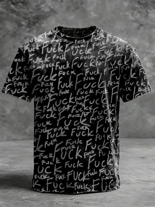 Profanity Print Casual Short-Sleeve T-Shirt