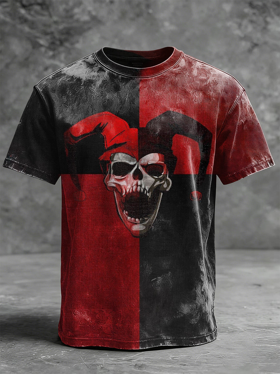Clown Skull Print Casual Short-Sleeve T-Shirt