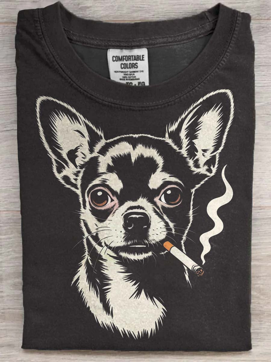 Chihuahua Print Casual Short-Sleeve T-Shirt