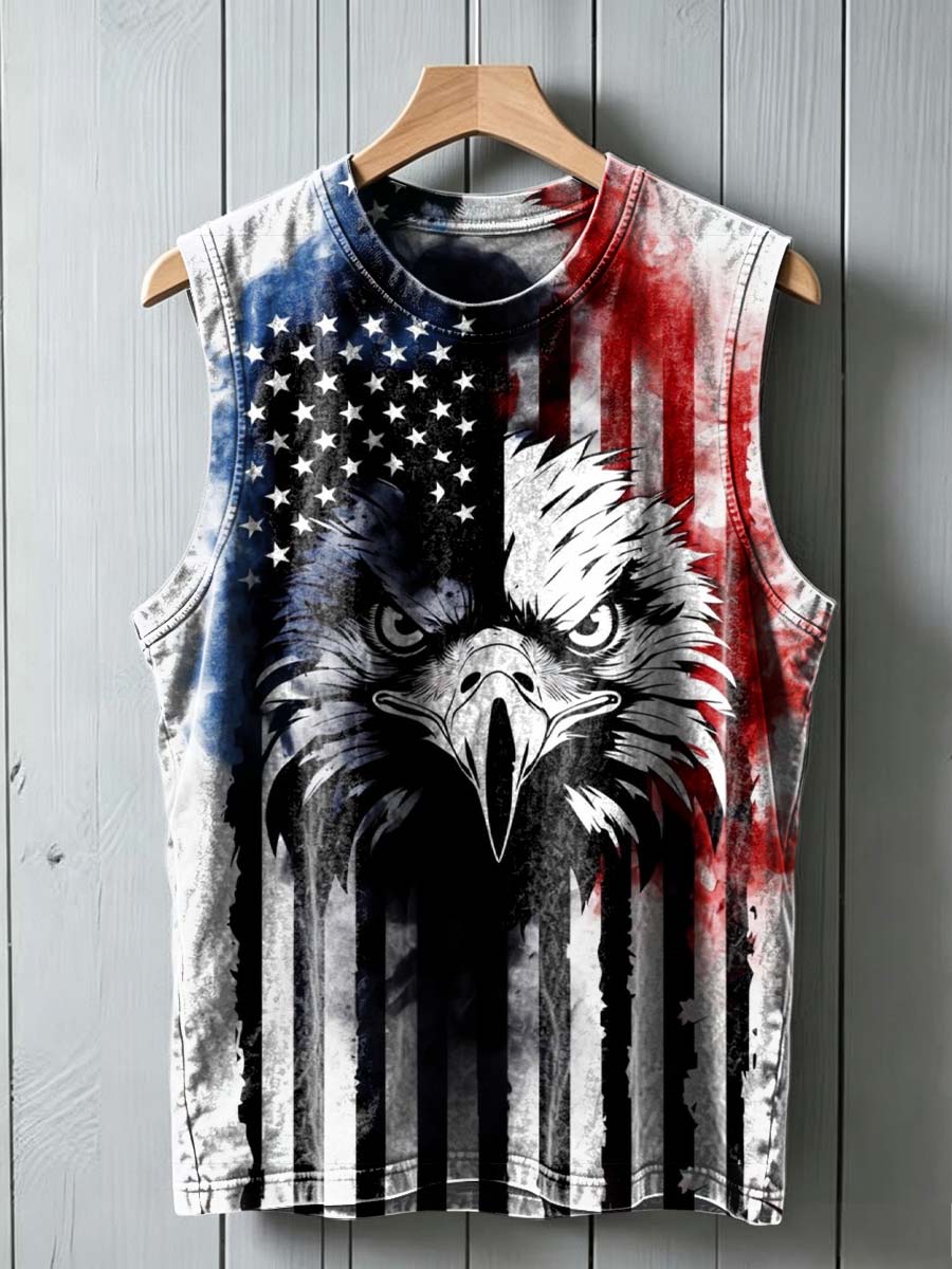 Flag Bald Eagle Print Casual Vest Top