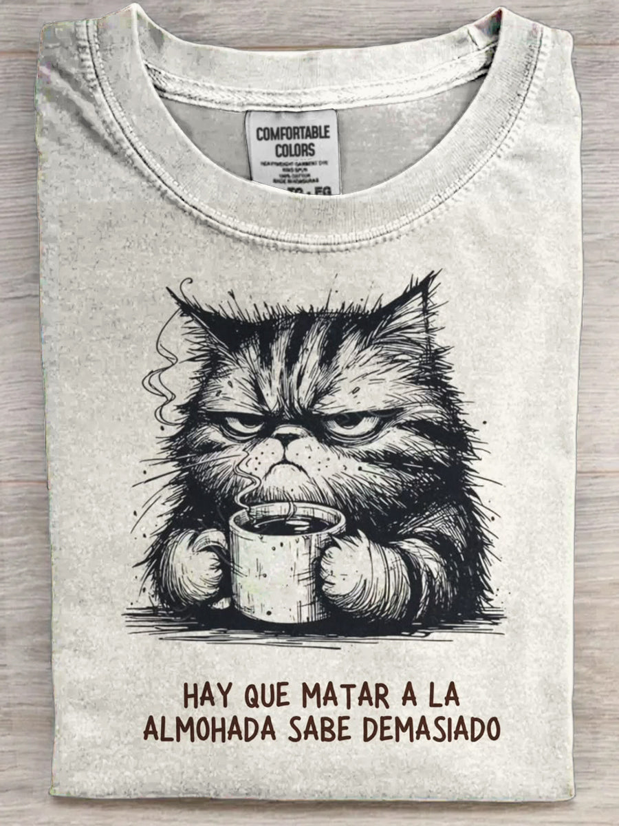 Grumpy Cat Print Casual Short-Sleeve T-Shirt