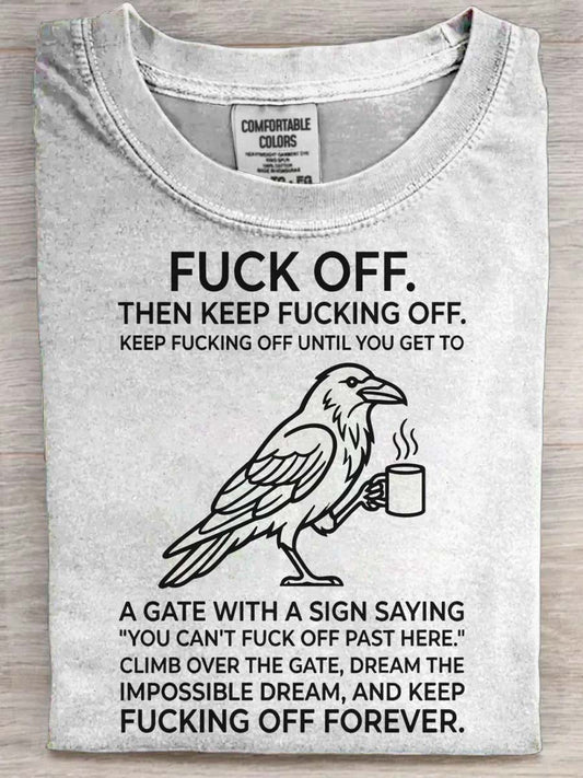 Poisonous Tongue Crow Coffee Printed Casual Short-Sleeve T-Shirt