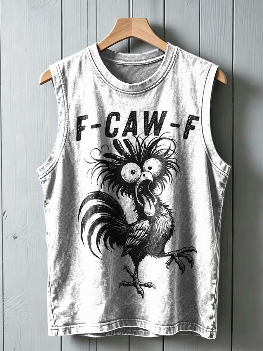 Funny Rooster Print Casual Vest Top