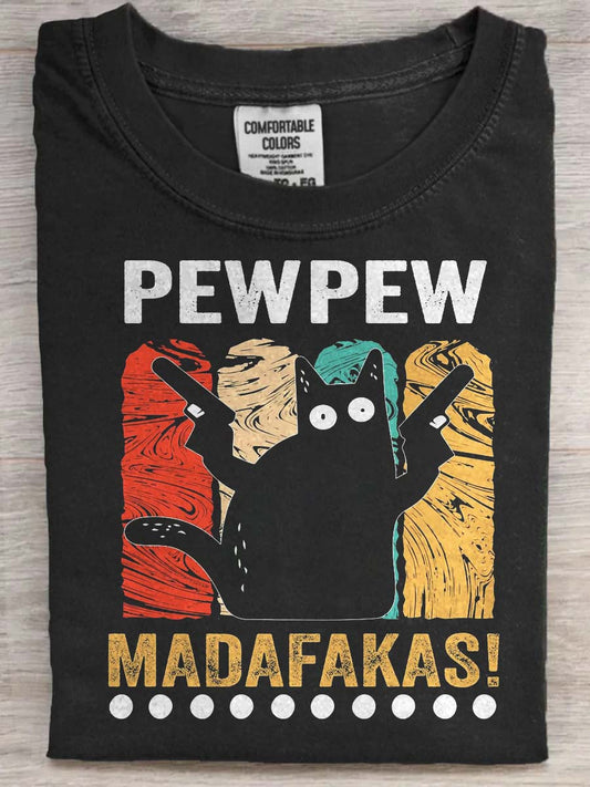 Parody Cat Print Casual Short-Sleeve T-Shirt