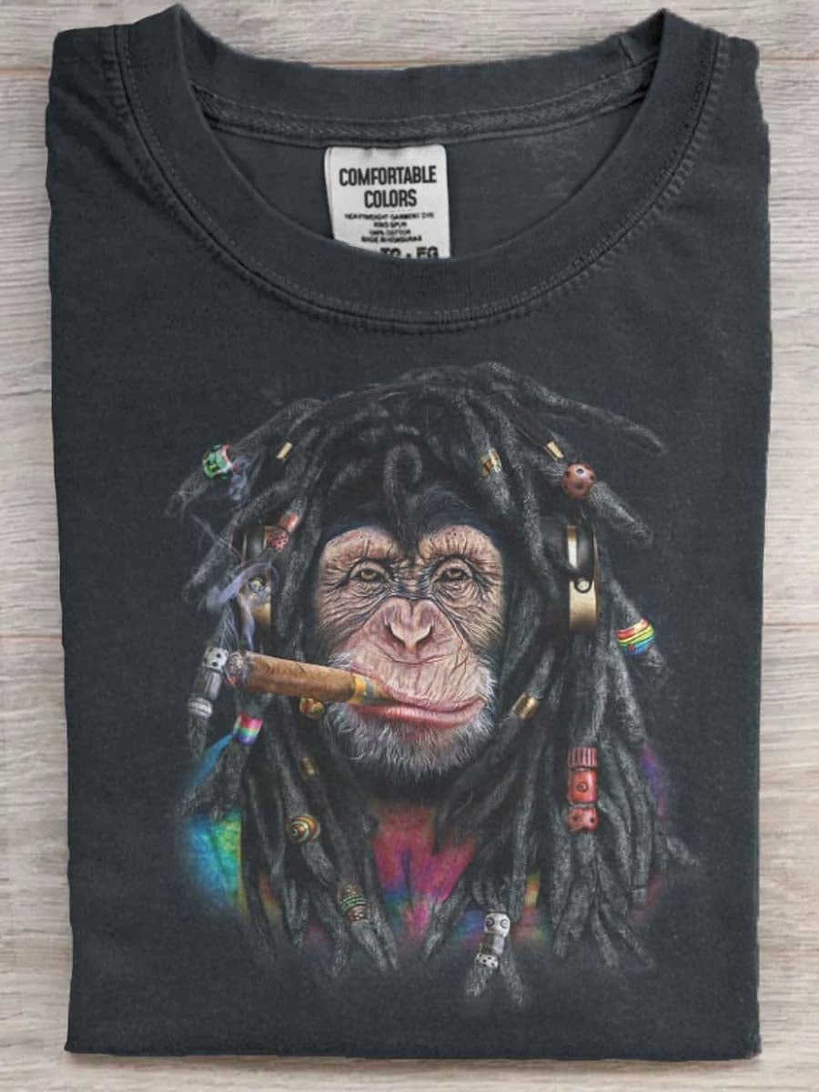 Cigar Gorilla Print Casual Short-Sleeve T-Shirt