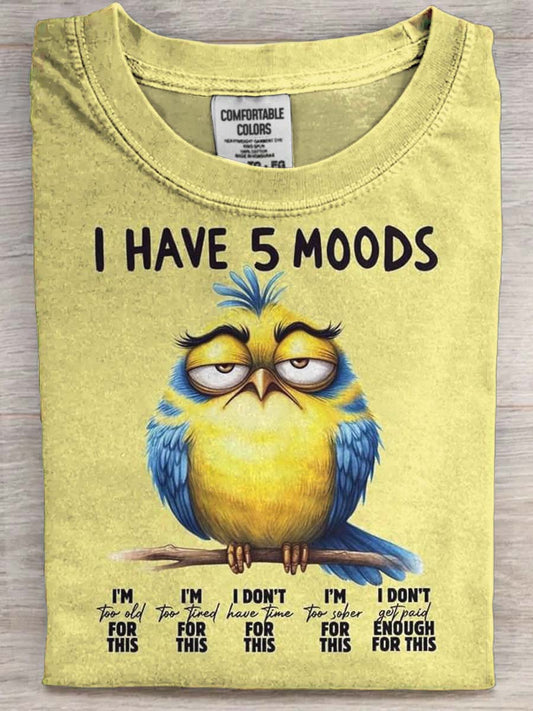 Fun Bird Print Casual Short-Sleeve T-Shirt
