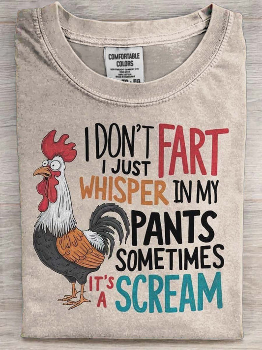 Funny Rooster Farting Print Casual Short-Sleeve T-Shirt