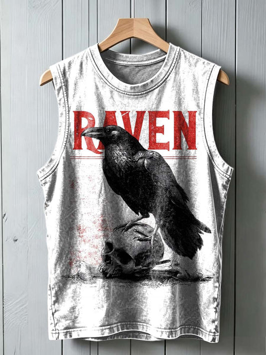 Dark Raven Skull Print Casual Vest Top