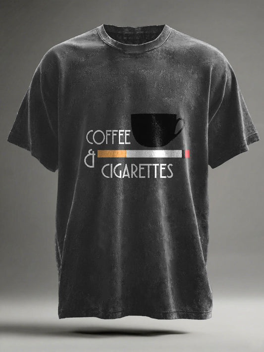 Coffee & Cigarette Printed Casual Short-Sleeve T-Shirt