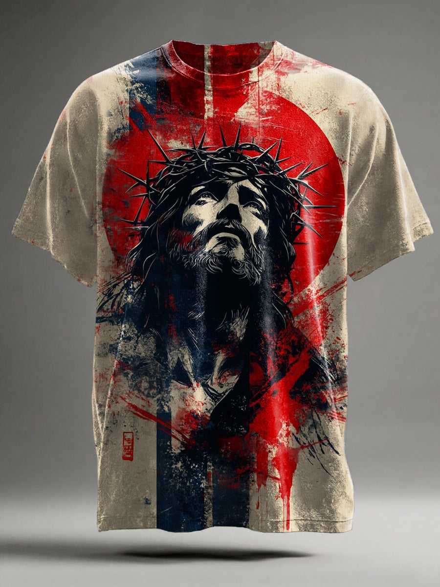 Thorn Crown Print Casual Short-Sleeve T-Shirt