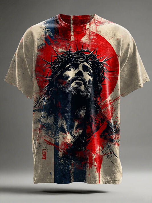 Thorn Crown Print Casual Short-Sleeve T-Shirt