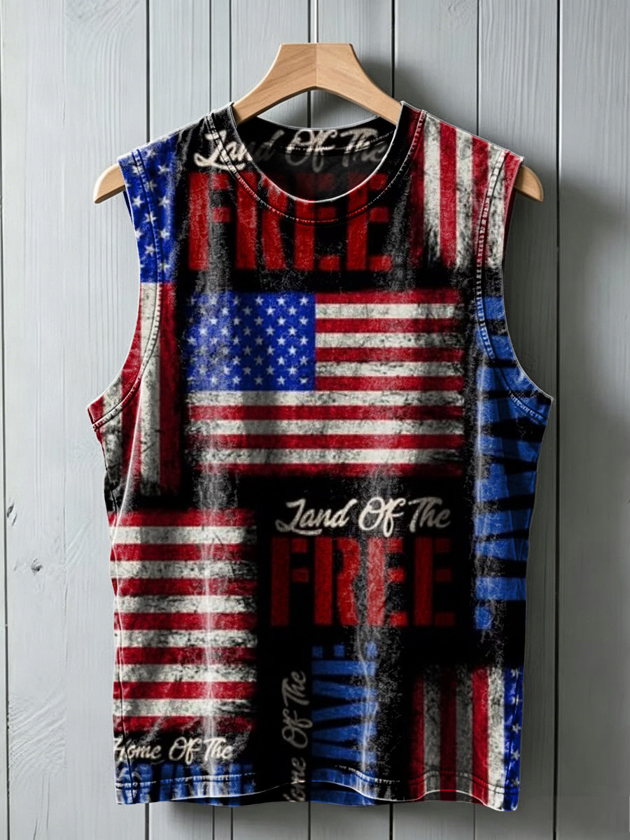Stars and Stripes Slogan Print Casual Vest Top