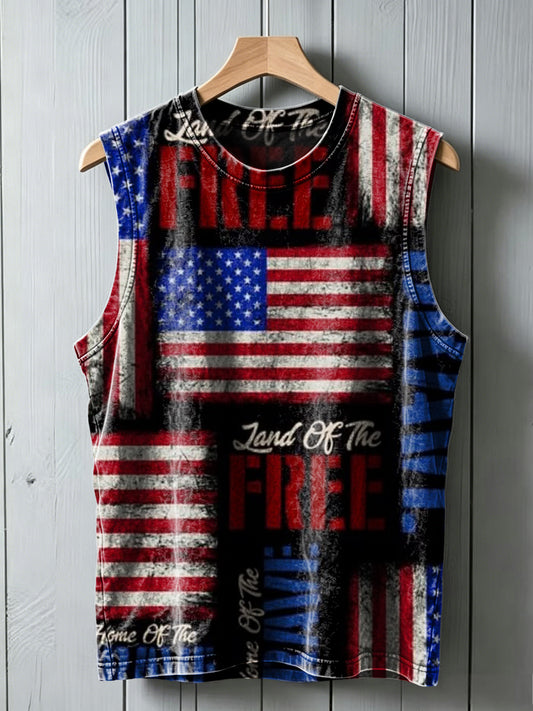 Stars and Stripes Slogan Print Casual Vest Top