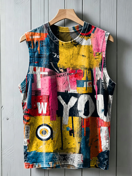 Collage Graffiti Print Casual Vest Top