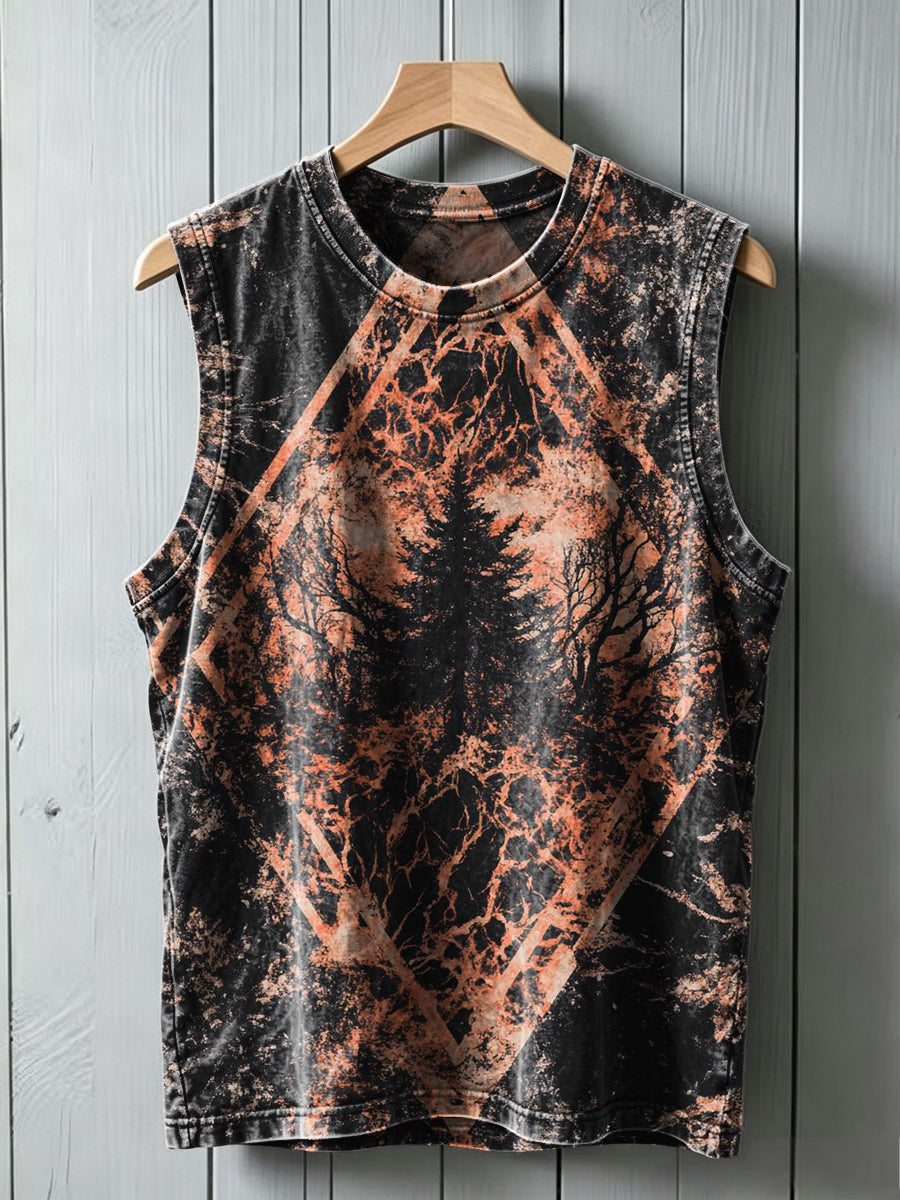 Dark Forest Print Casual Vest Top