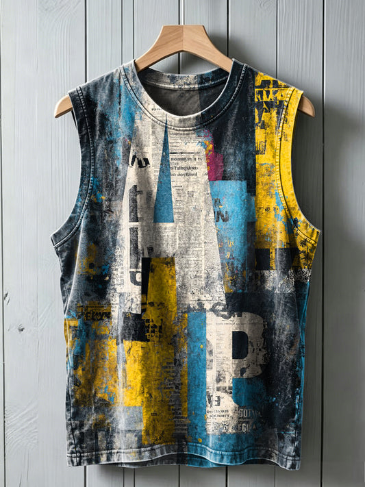 Collage Graffiti Print Casual Vest Top