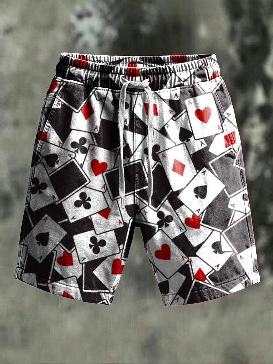 Playing Card Ace Print Casual Shorts