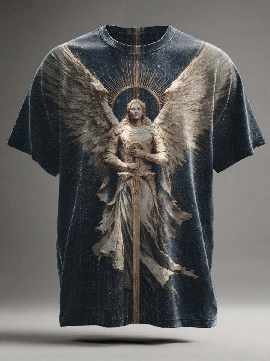Holy Angel Knight Print Casual Short-Sleeve T-Shirt