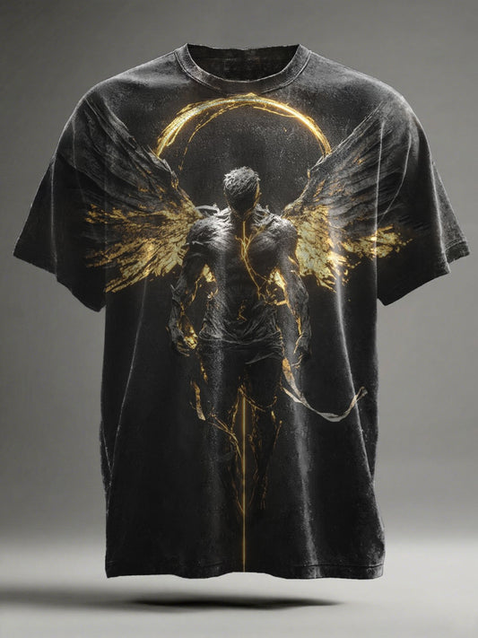 Fallen Angel Print Casual Short-Sleeve T-Shirt