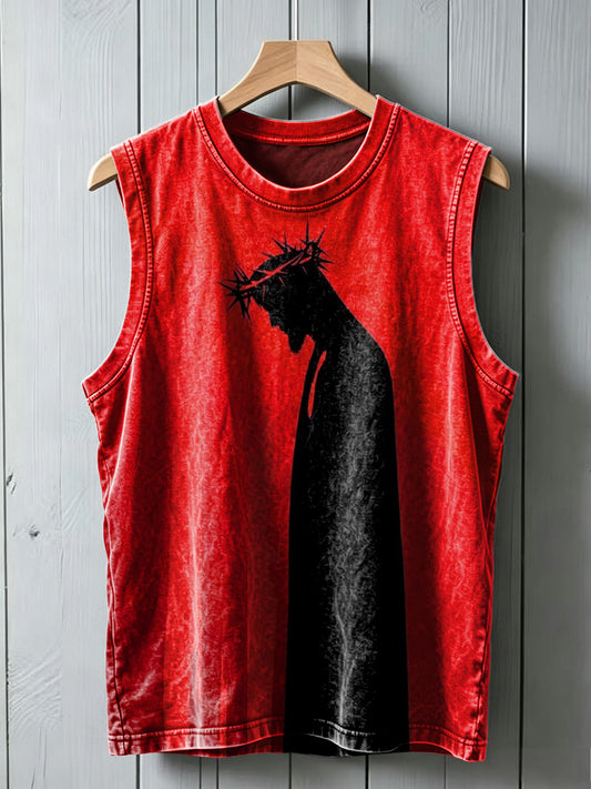 Thorn Jesus Print Casual Vest Top