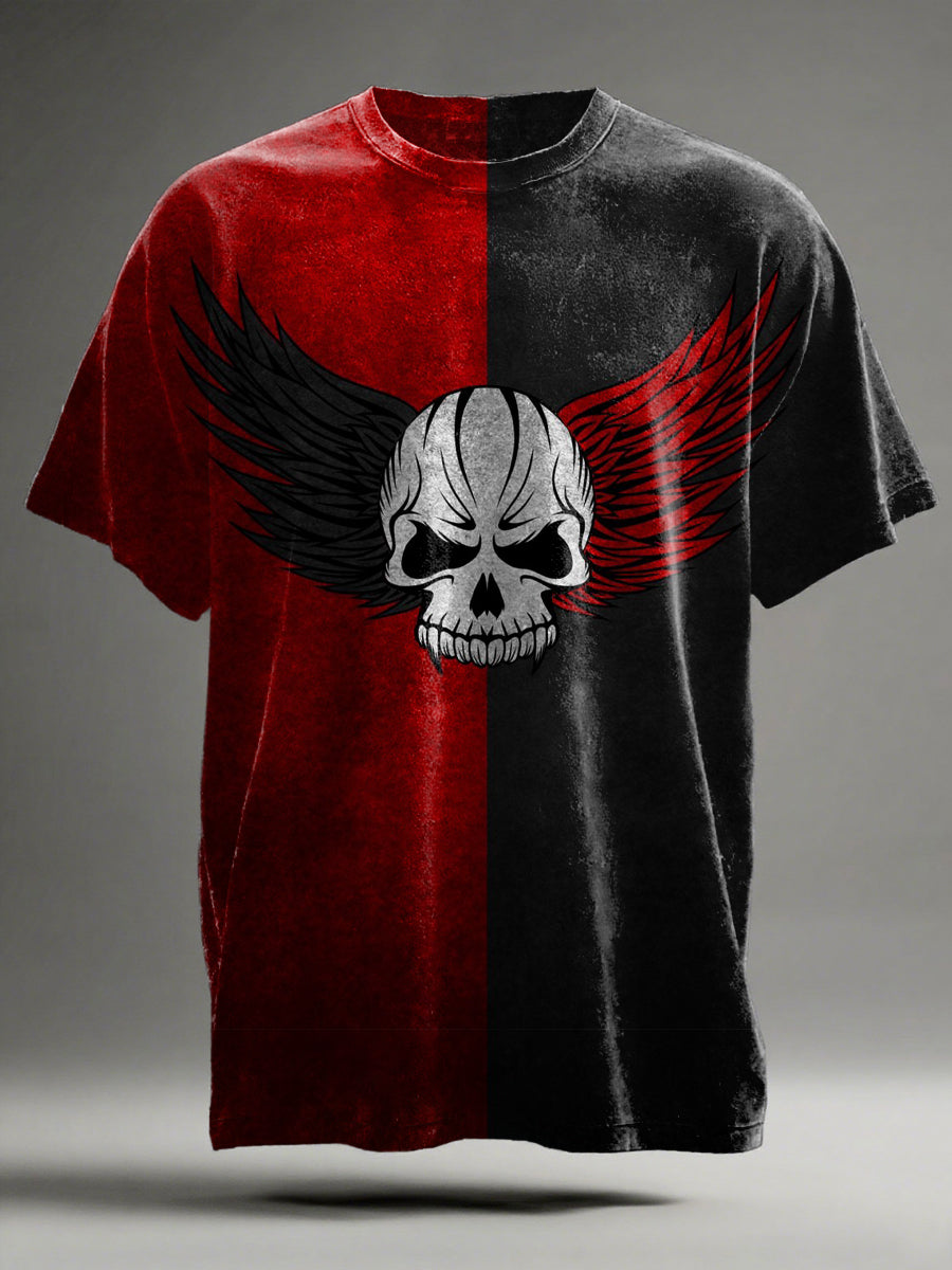 Skull Wings Print Casual Short-Sleeve T-Shirt