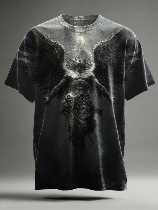 Fallen Angel Print Casual Short-Sleeve T-Shirt
