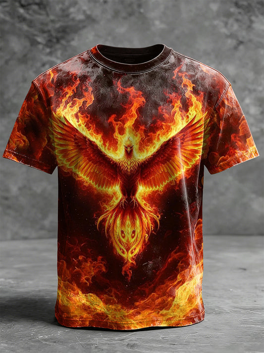 Phoenix Reborn from the Ashes Print Casual Short-Sleeve T-Shirt