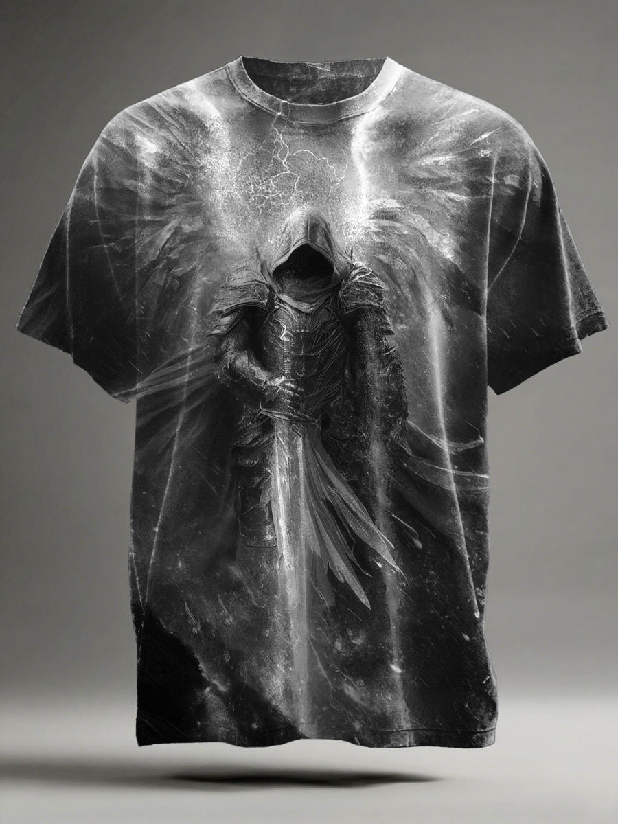 Holy Light Angel Knight Printed Casual Short-Sleeve T-Shirt