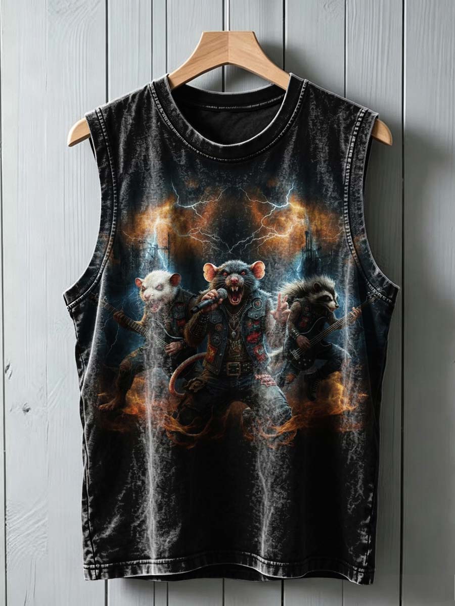 Metal Rat Band Printed Casual Vest Top