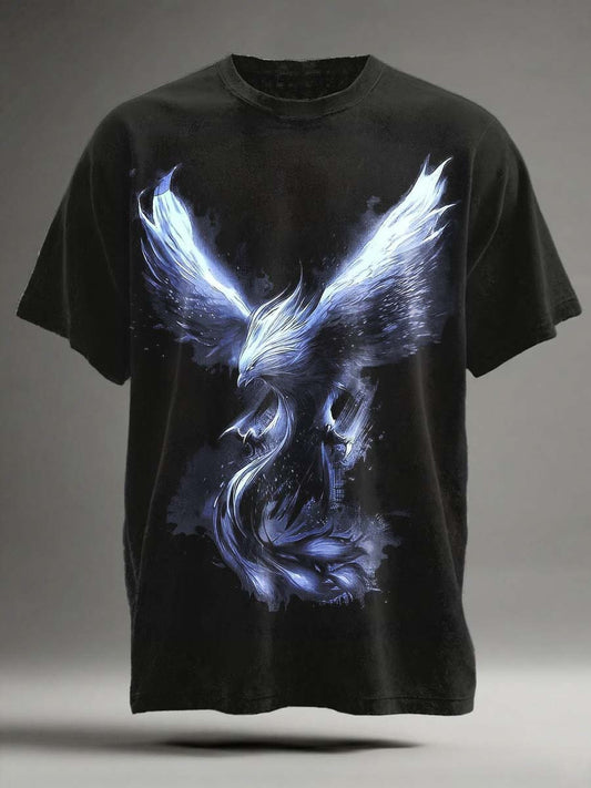 Ice Phoenix Print Casual Short-Sleeve T-Shirt