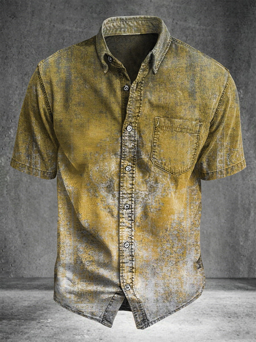 Retro Ethnic Ffloral Print Casual Short-sleeved Shirt