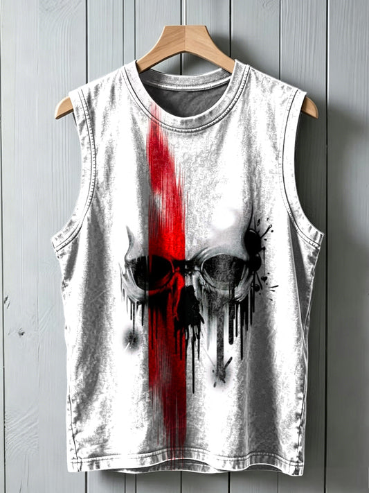 Splatter Skull Print Casual Vest Top