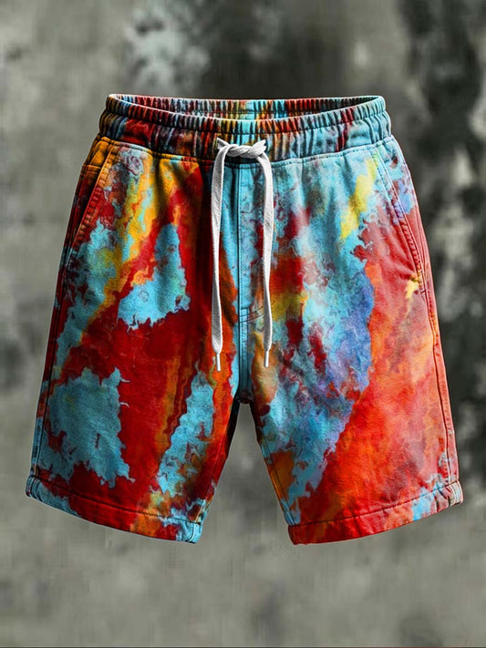 Rainbow Tie-Dye Printed Casual Shorts