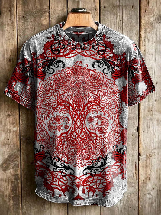 World Tree Print Casual Short-Sleeve T-Shirt