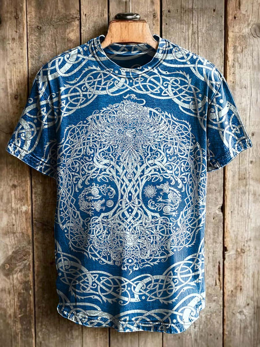 World Tree Totem Print Casual Short-Sleeve T-Shirt