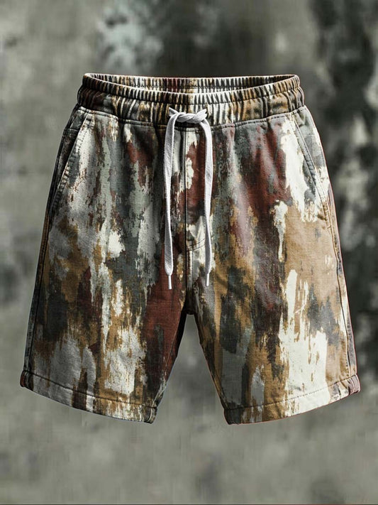 Distressed and faded printed casual shorts