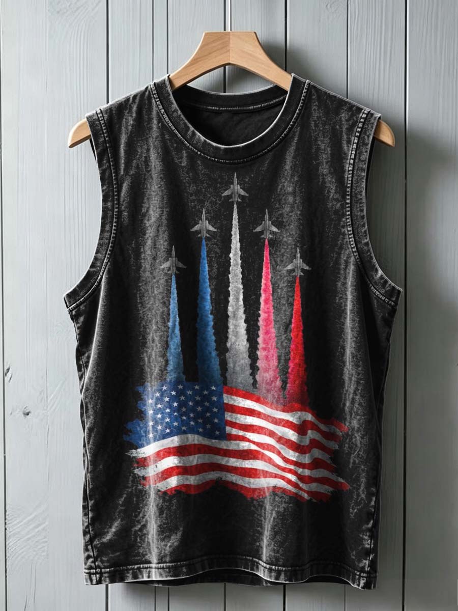 National Flag Fighter Print Casual Vest Top