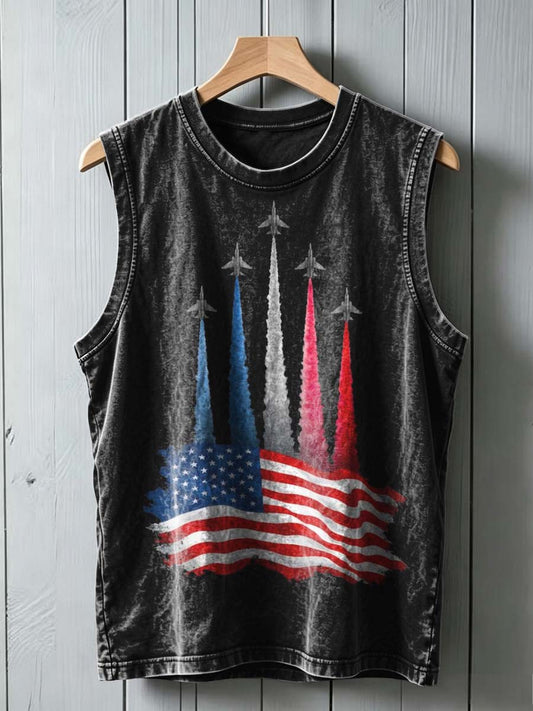 National Flag Fighter Print Casual Vest Top