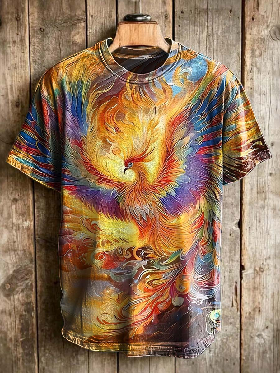 Phoenix Reborn from the Ashes Print Casual Short-Sleeve T-Shirt