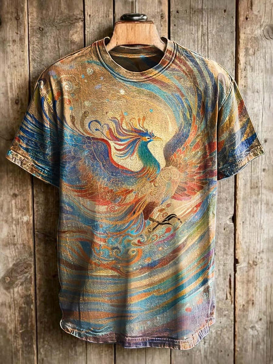 Oriental Phoenix Printed Casual Short-Sleeve T-Shirt