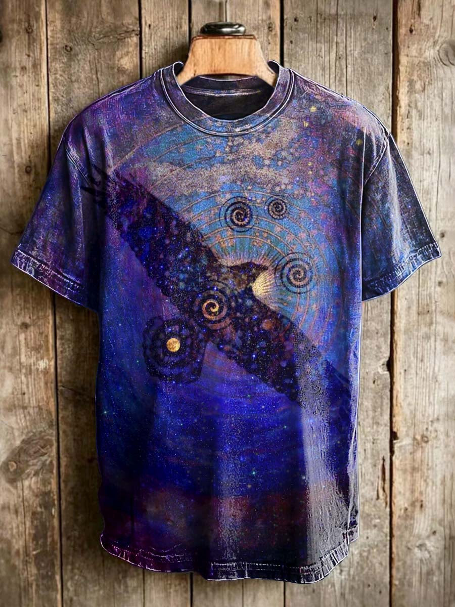 Starry Sky Raven Print Casual Short-Sleeve T-Shirt