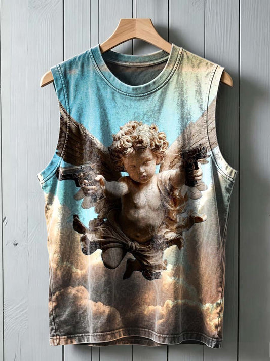 Rebellious Angel Print Casual Vest Top